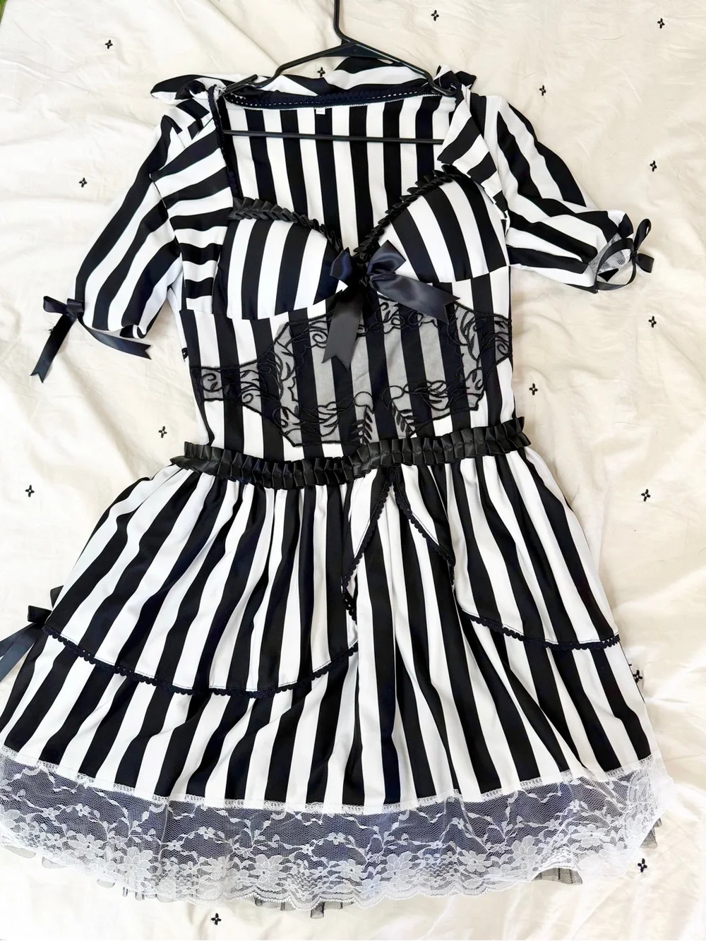Black & White Striped Gothic Doll Costume